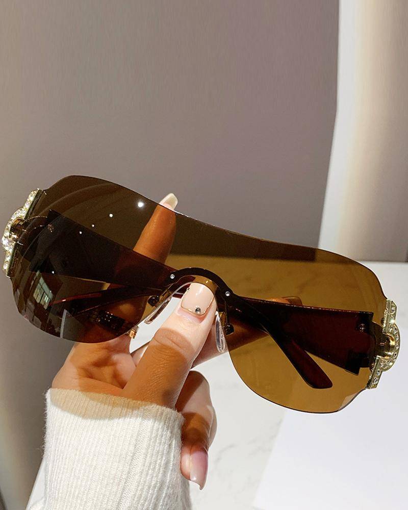 Gradient Tinted Rimless Trendy Sunglasses