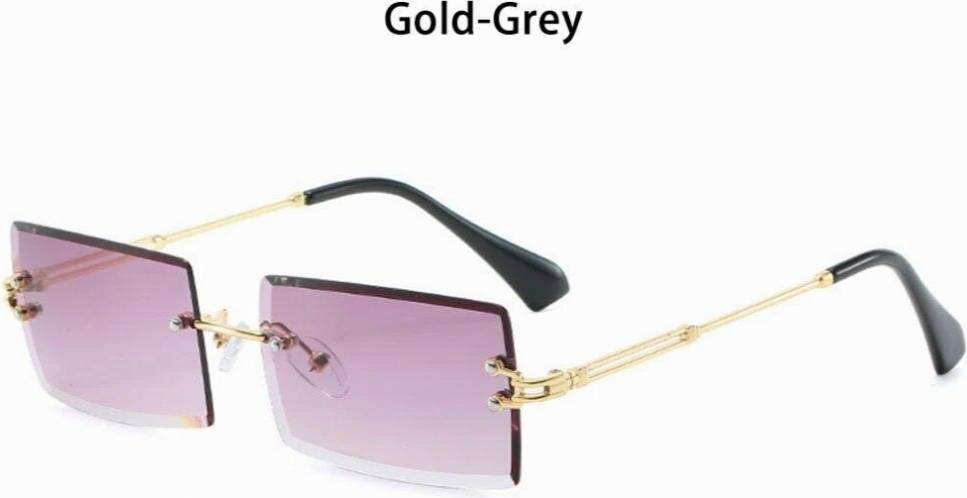 Retro Rectangle Sunglasses Rimless Gradient Metal Frame UV400