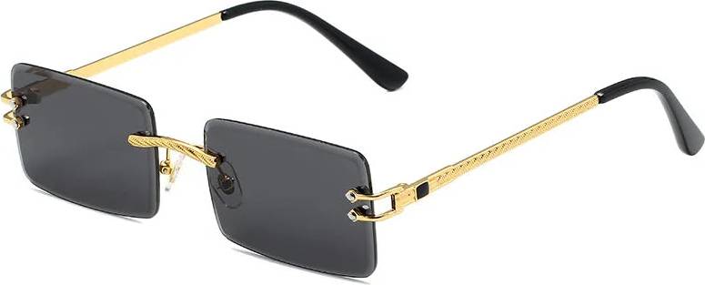 Simple Style Color Block Pc Square Full Frame Sunglasses - Gold Frame Gray Lens