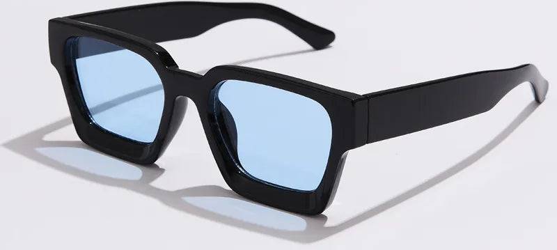 Simple Style Solid Color PC Square Full Frame Sunglasses - Black Frame Blue