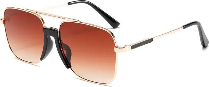 Solid Color Pc Square Full Frame Sunglasses - Golden Tea