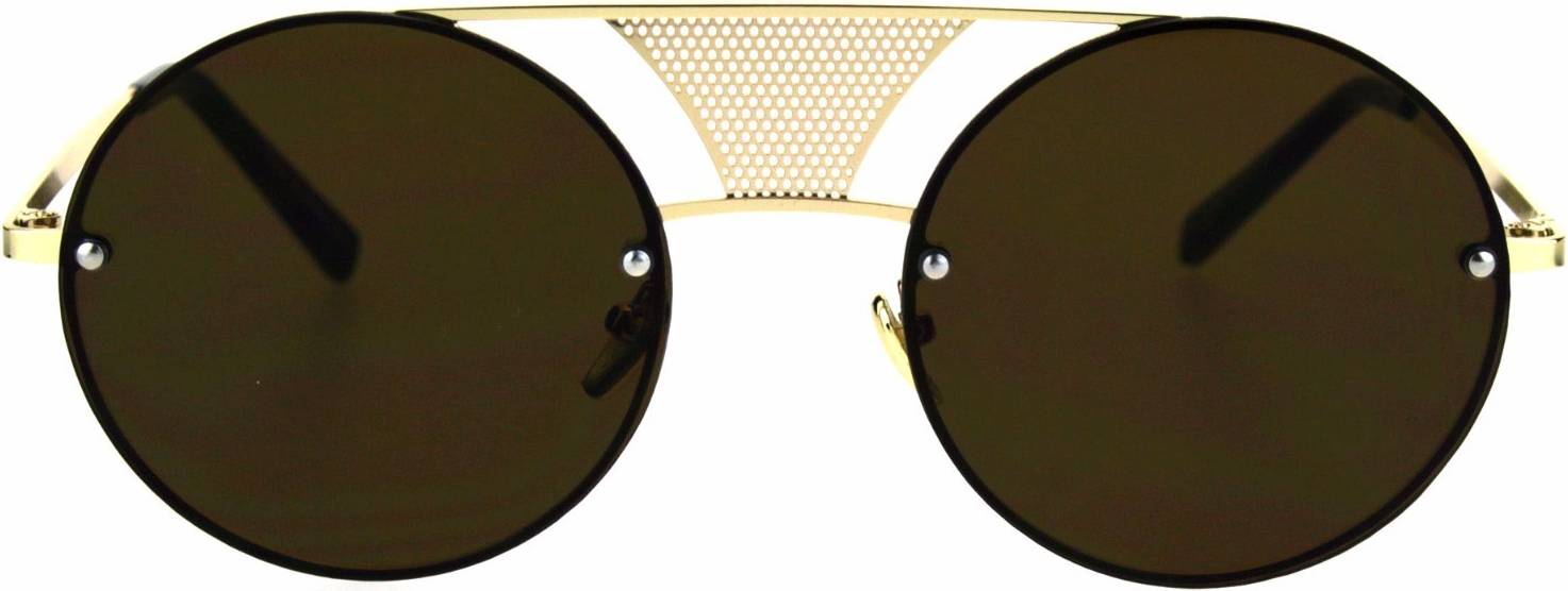 Round Circle Frame Sunglasses Rims Behind Lens Unique Bridge Design