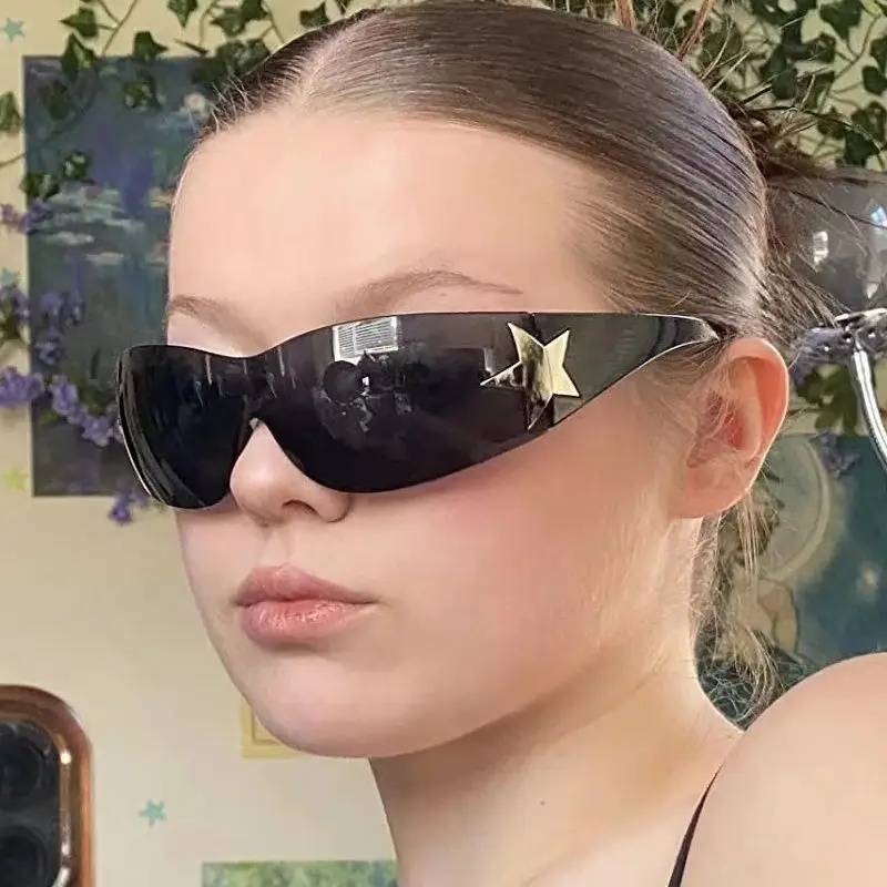 Y2K Rimless Gradient Wrap Around Sunglasses - Punk