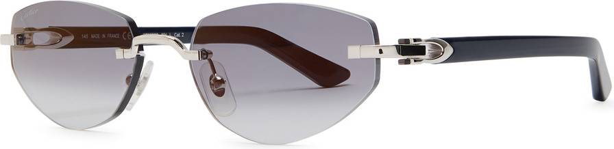 Cartier Rimless Round-Frame Sunglasses - Blue