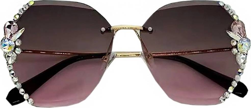 Vintage Rimless Rhinestone Sunglasses Gradient Lens - Fashion Gradient