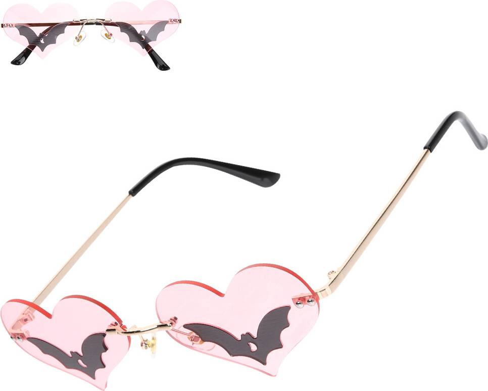 Heart Bat Rimless Sunglasses For Party Fun