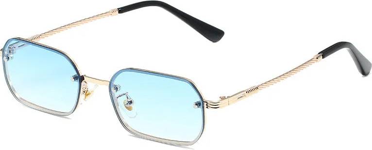 Simple Style Color Block Pc Square Full Frame Sunglasses - Gold Frame Gradient Blue