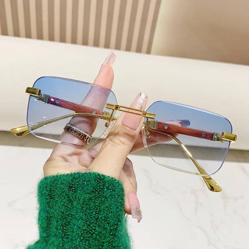 Classic Style Color Block Sunglasses - Gold Frame Gradient Blue
