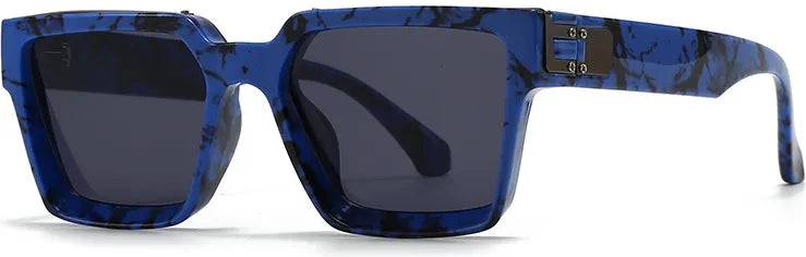 Simple Style Solid Color Pc Square Full Frame Sunglasses - Blue Pattern Black Gray
