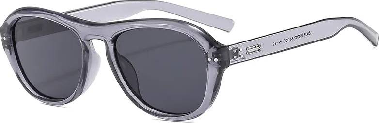Simple Style Commute Solid Color Pc Oval Frame Sunglasses - Transparent Gray