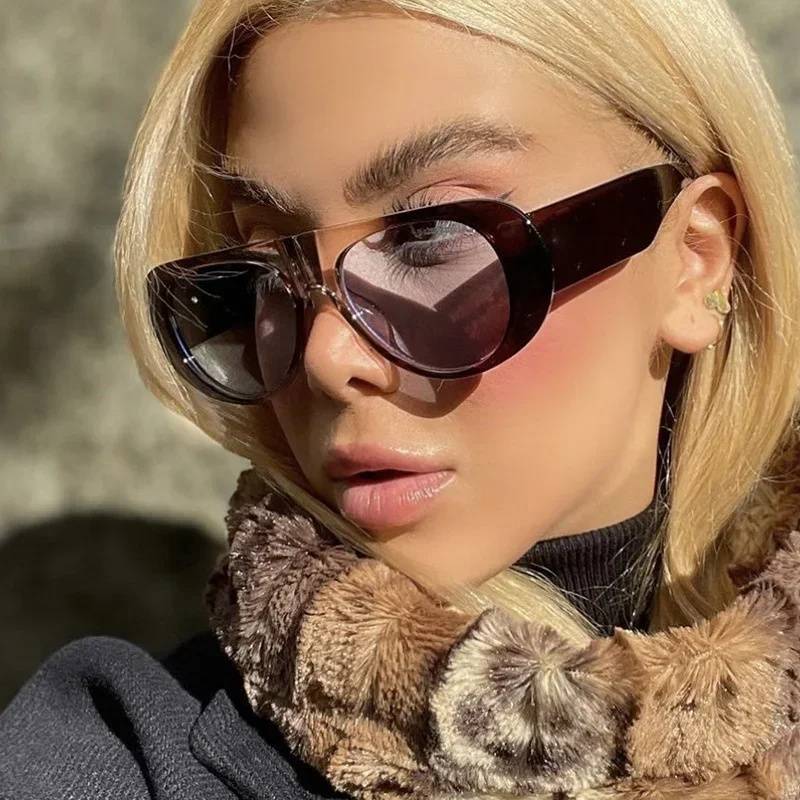 Retro Large Sunglasses Wide Legs Gradient Color