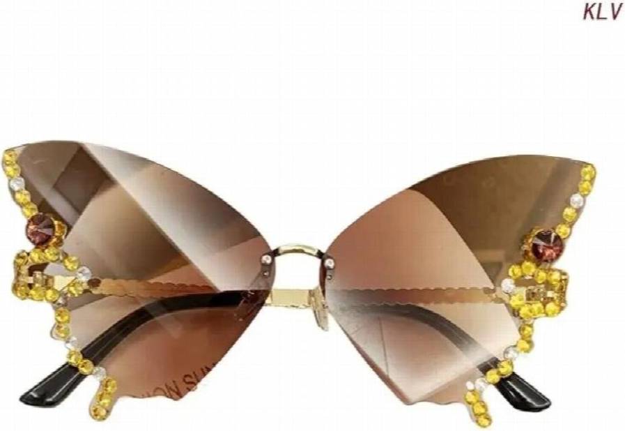Diamond Rimless Small Face Cat-Eye Sunglasses