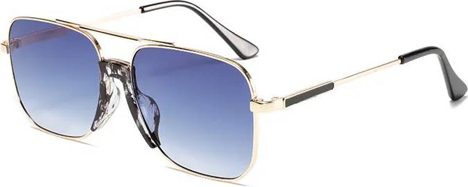 Solid Color Pc Square Full Frame Sunglasses - Gold/Gradient Blue