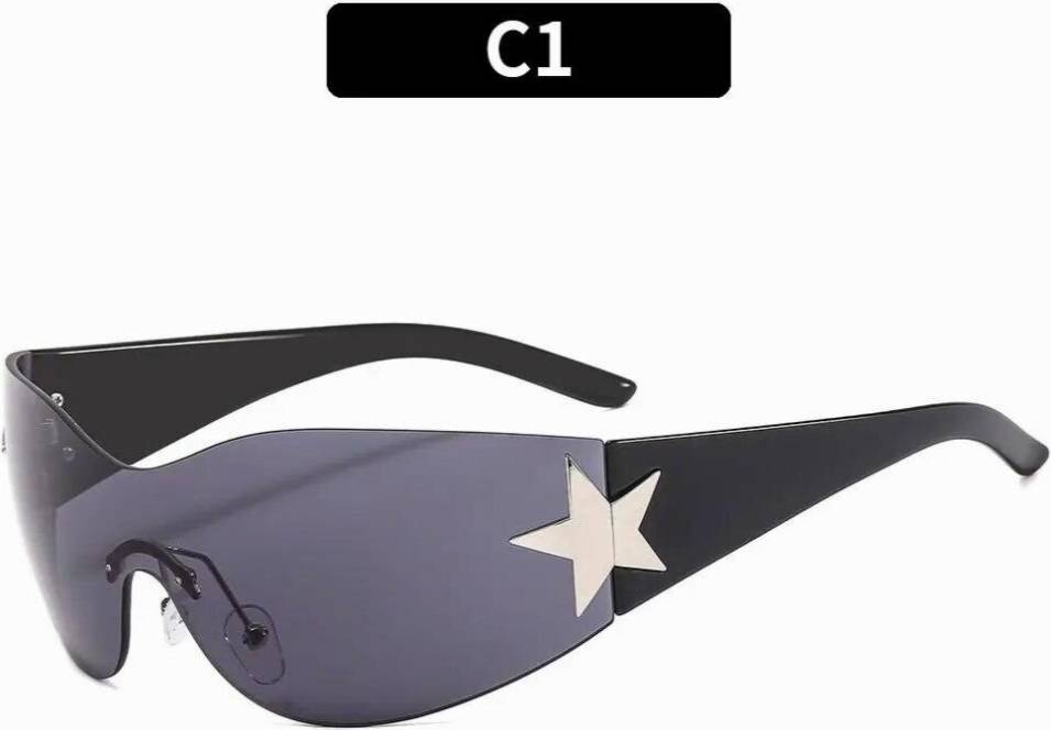 Punk Y2K Rimless One Piece Goggles Sunglasses