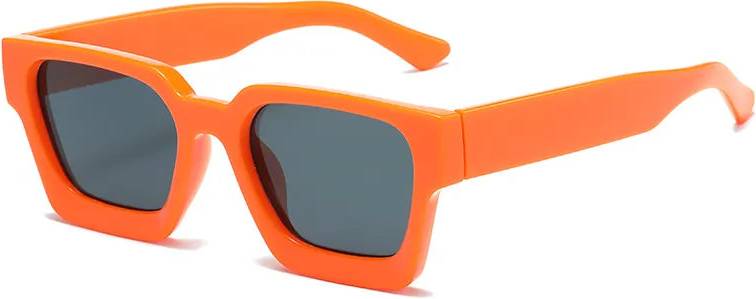 Simple Style Solid Color PC Square Full Frame Sunglasses - Orange Frame Gray