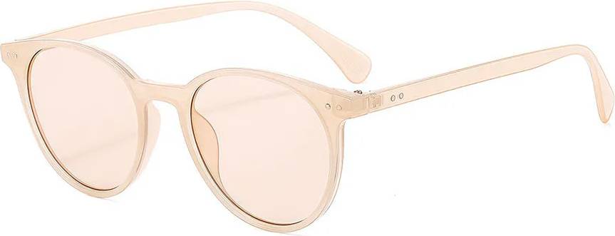 Simple Style Color Block Pc Round Frame Full Frame Sunglasses - Light Tea/Light Dried