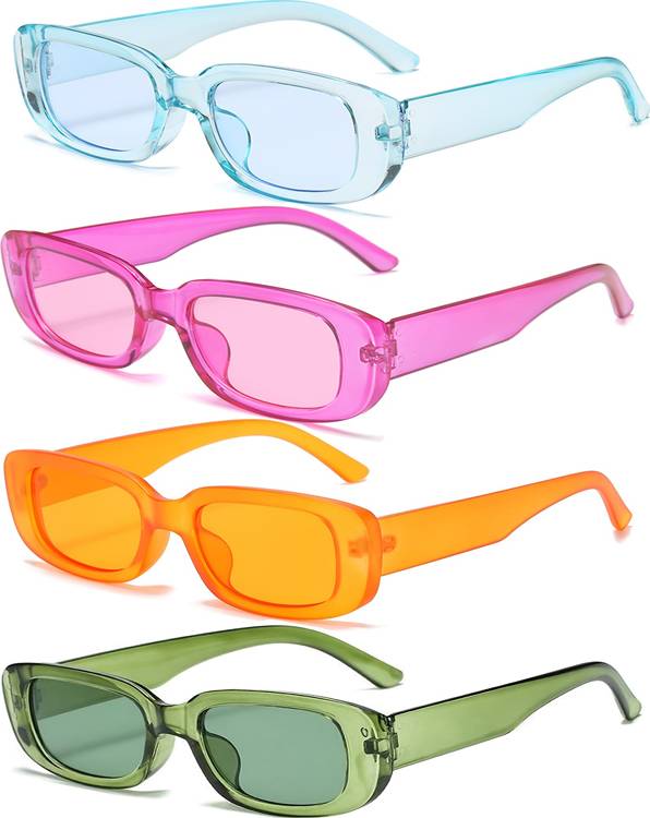 Protective Rectangle Frame Sunglasses Candy Color Y2K