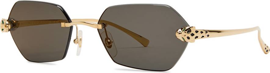 Cartier Rimless Hexagon Frame Sunglasses - Gold