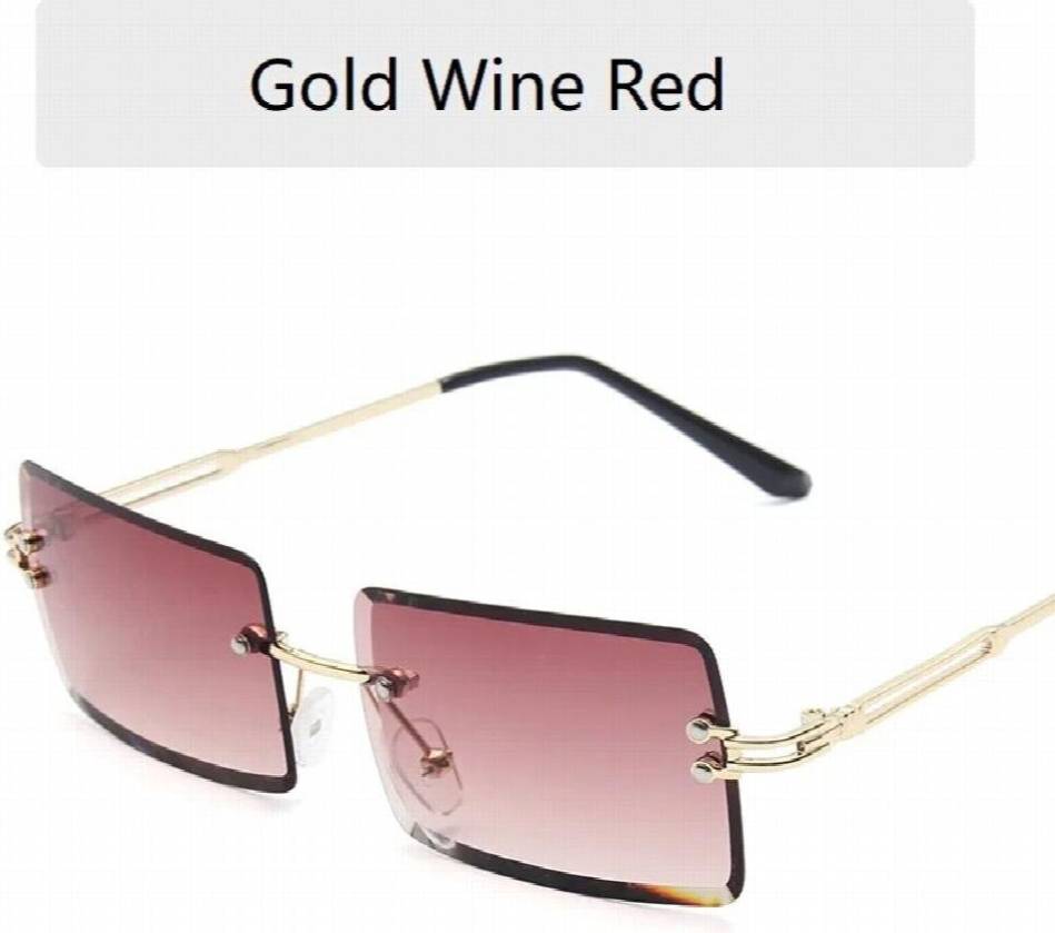 Vintage Rimless Frameless Rectangle Sunglasses UV400
