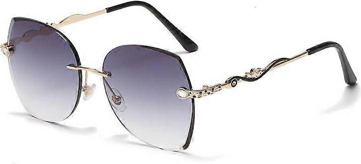 Retro Square Rimless Metal Sunglasses - Purple