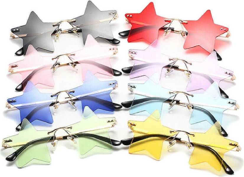 Kikidex Rimless Star Shape Sunglasses Personality - Blue