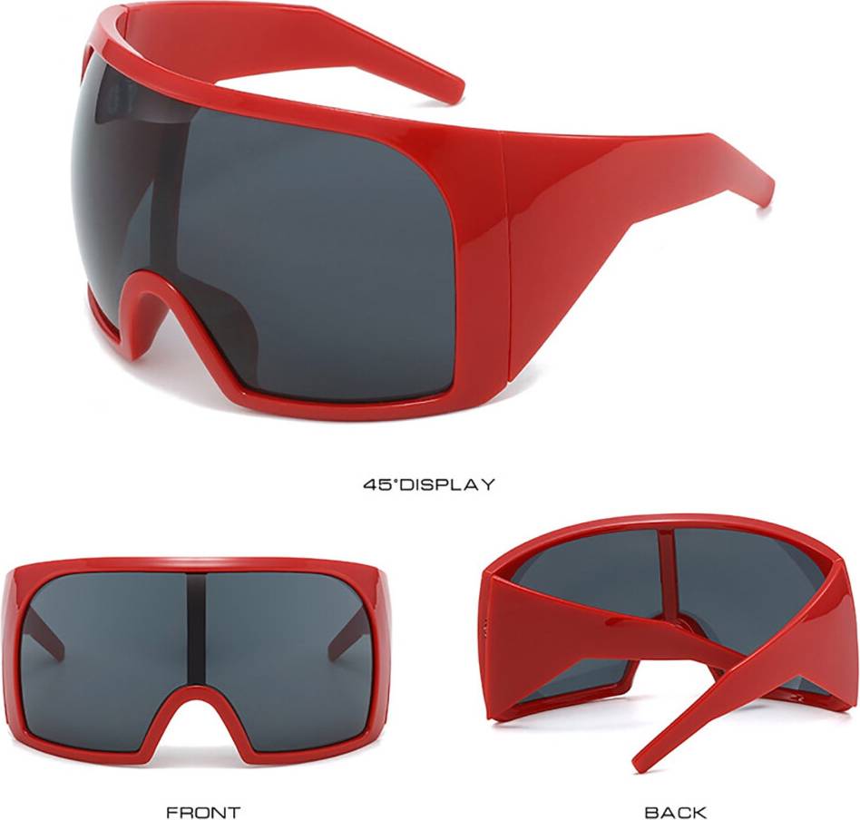 Large Frame UV Protection Sunglasses Futuristic Tech Style