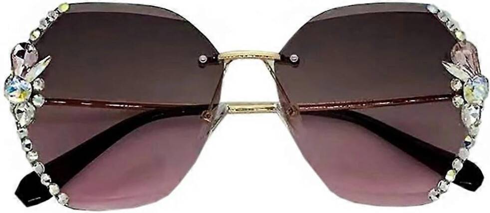 Vintage Rimless Rhinestone Sunglasses Lens Shades
