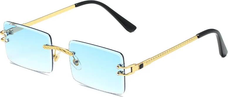 Simple Style Color Block Pc Square Full Frame Sunglasses - Golden Frame Gradually Blue