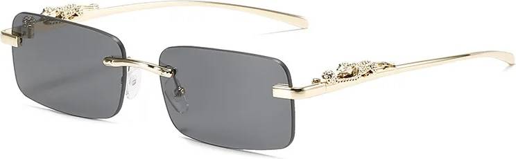 Frameless Square Sunglasses Retro Rimless Rectangle Leopard UV400