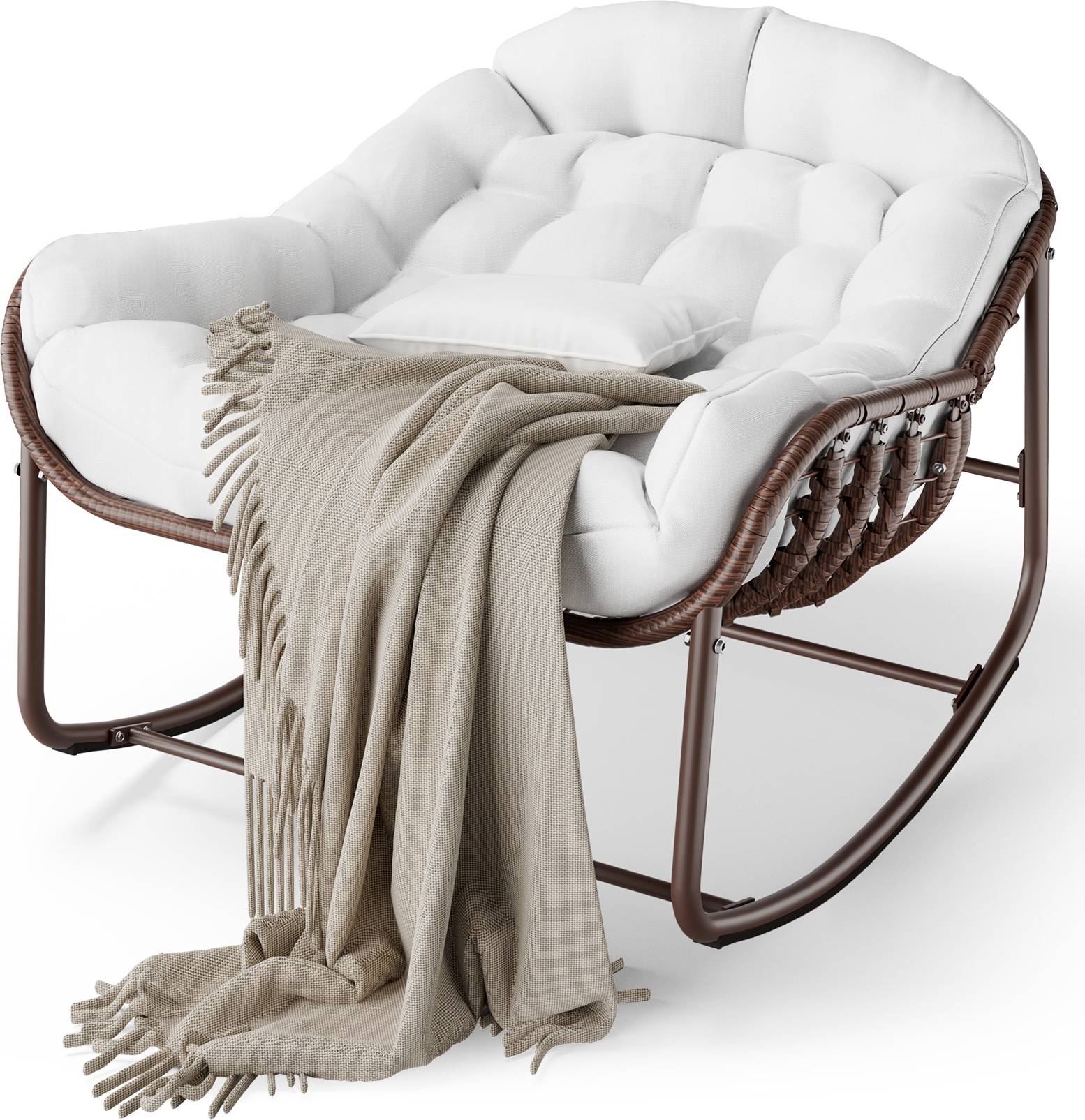 Wicker egg chairs IDEALHOUSE Oversized Wicker Egg Rocking Chair Cushion