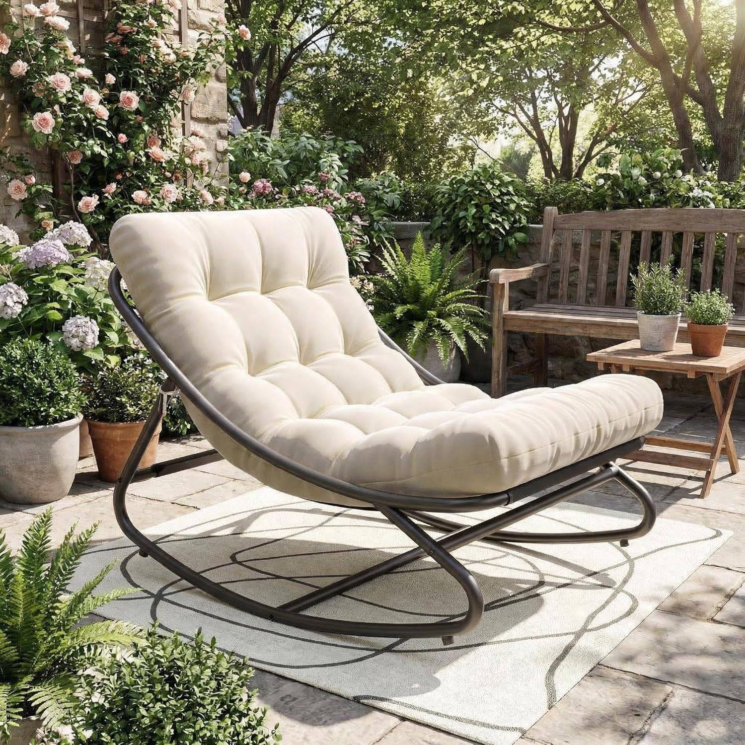 Papasan Garvee Outdoor Rocking Chair Patio Papasan Rocker