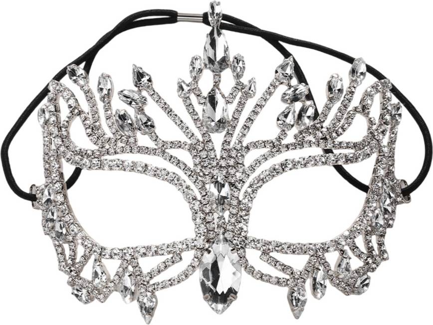 Inoomp Sparkling Rhinestone Masquerade Half Face Mask - Silver