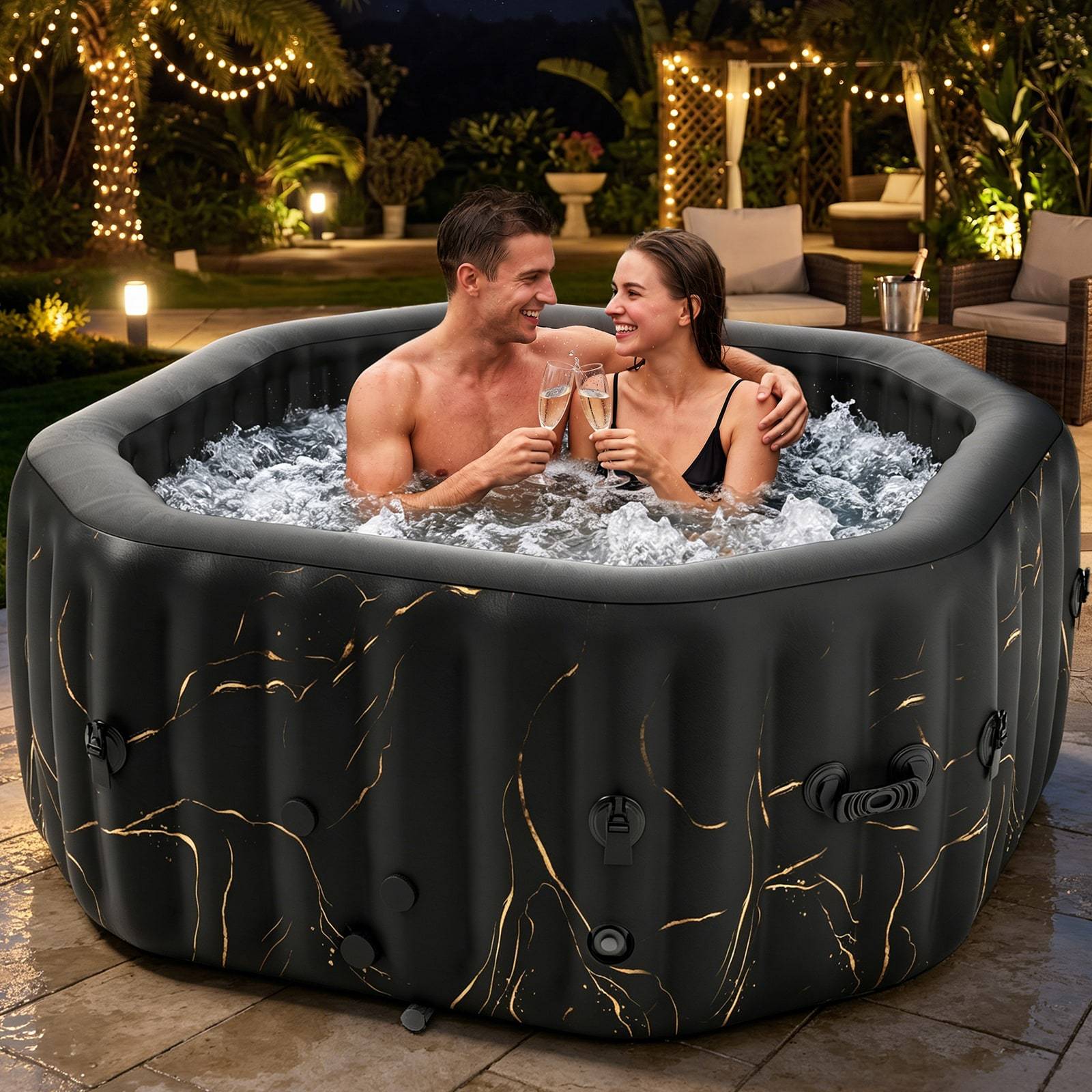 Portable hot tub DoCred Inflatable Hot Tub 60x25 Inch Octagonal