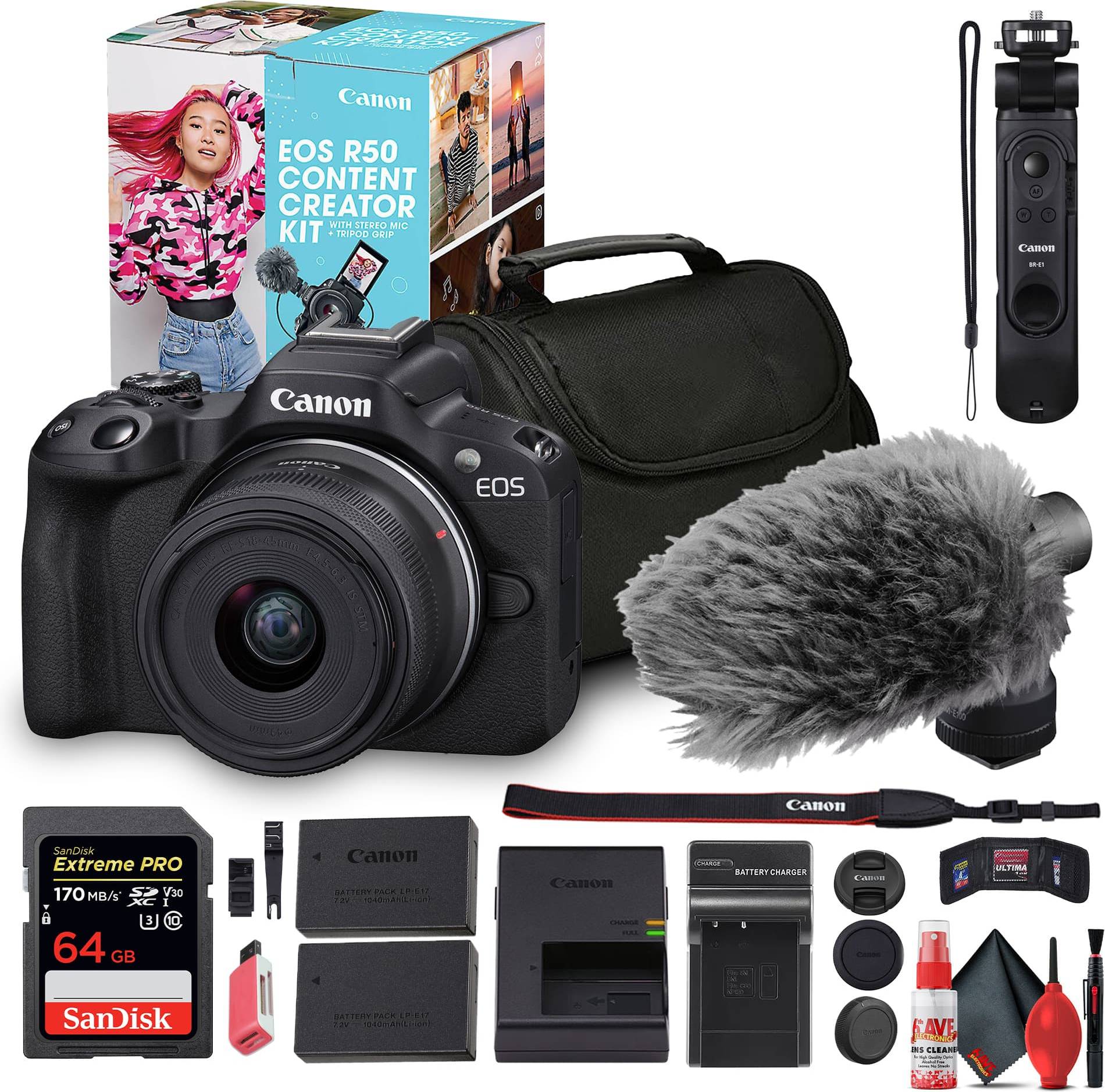 Canon eos r50 kit Canon EOS R50 Mirrorless Camera Kit 64GB Card Bag