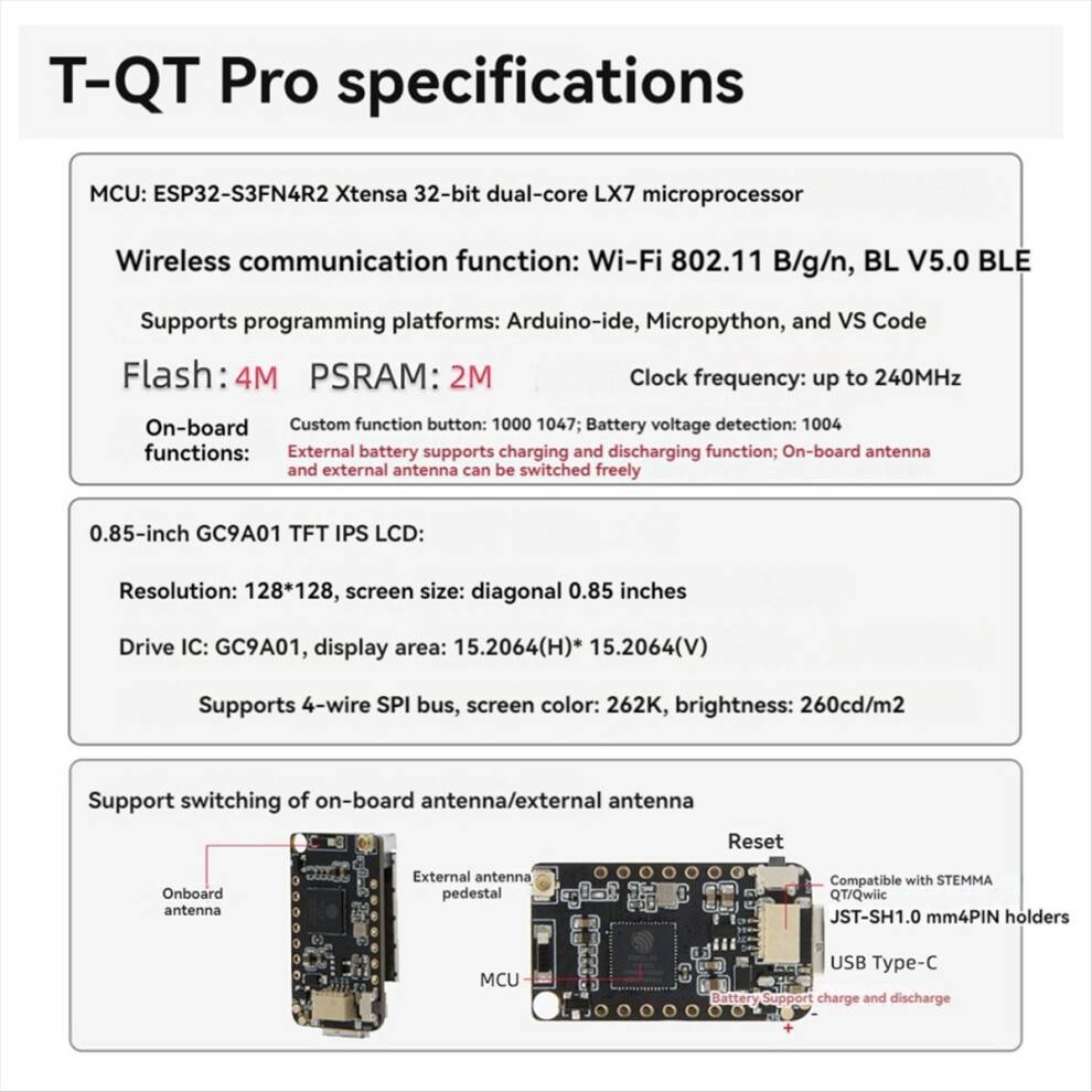 Melitt NerdMiner T-QT ESP32S3 0.85-Inch LCD Module