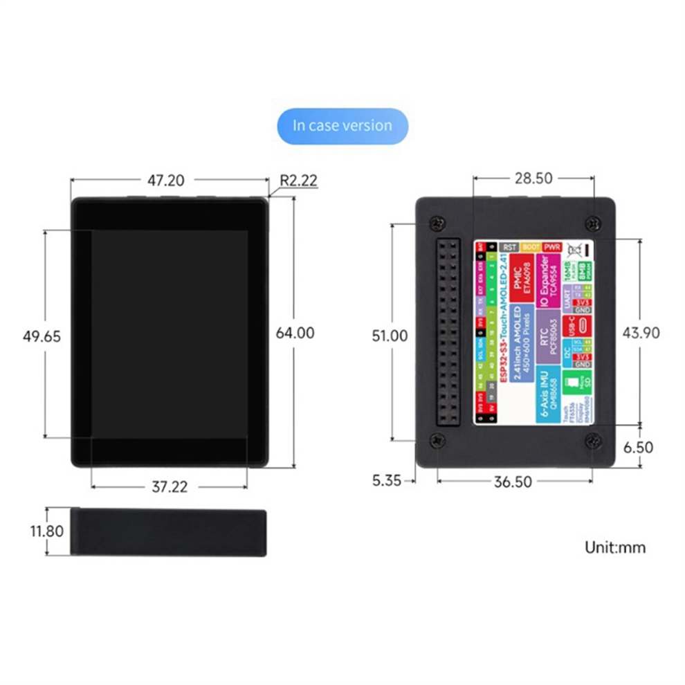 ESP32-S3 2.41 Inch AMOLED Touchscreen Development Board