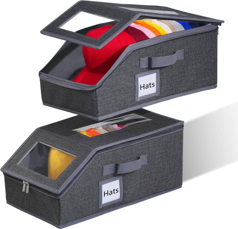 Stackable Baseball Cap Organizer Box 2 Pack Storage Box