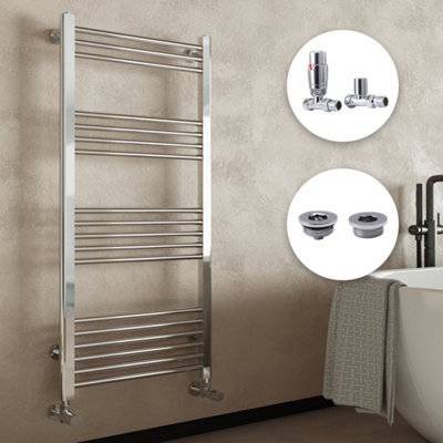 Bubly Chrome Straight Heated Towel Radiator Kit