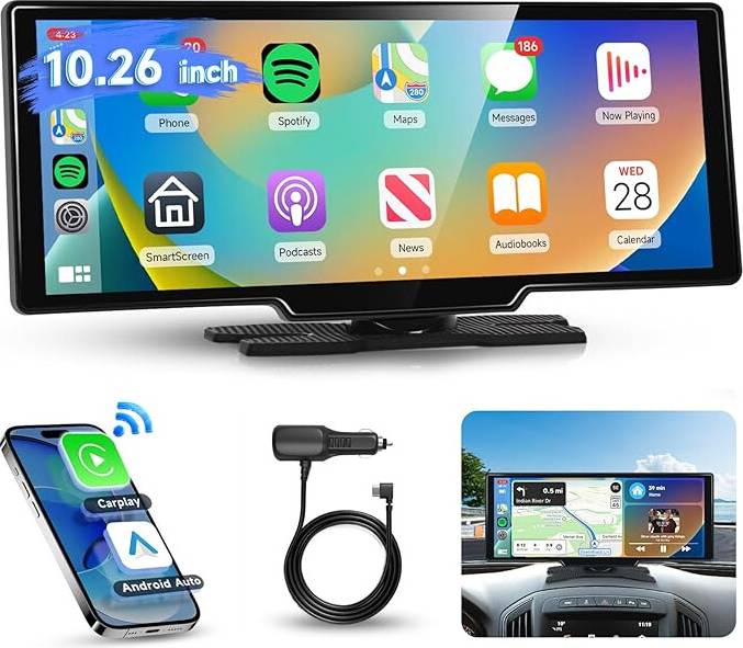 Carplay Podofo 10.26 Inch Carplay Screen Portable Android Auto