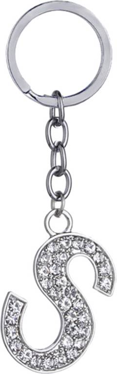 Happyyami Stylish Silver Letter Key Rings Rhinestone Keychains