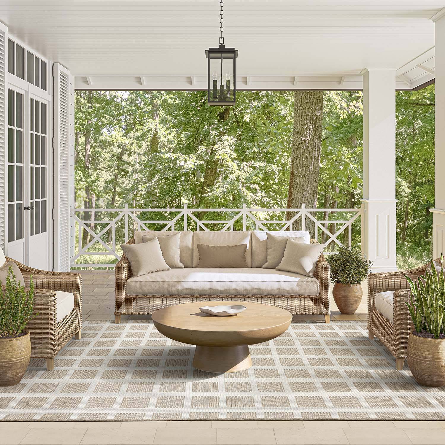 Polypropylene outdoor rugs Abani Rugs Ocean 5 x 8 Loomed Polypropylene Light Rectangular Area Rug Brown