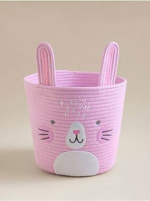 George Home Pink Bunnies Rope Storage