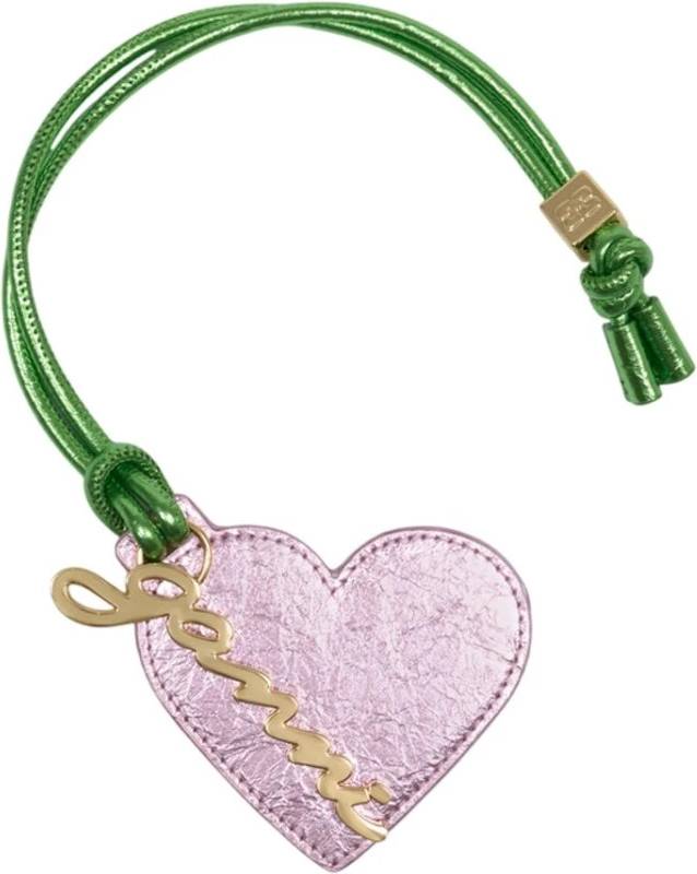 Ganni Heart Mirror Metallic Keychains - Pink
