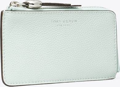 Tory burch zip card case Tory Burch Romy Leather Zip Card Case - Light Green