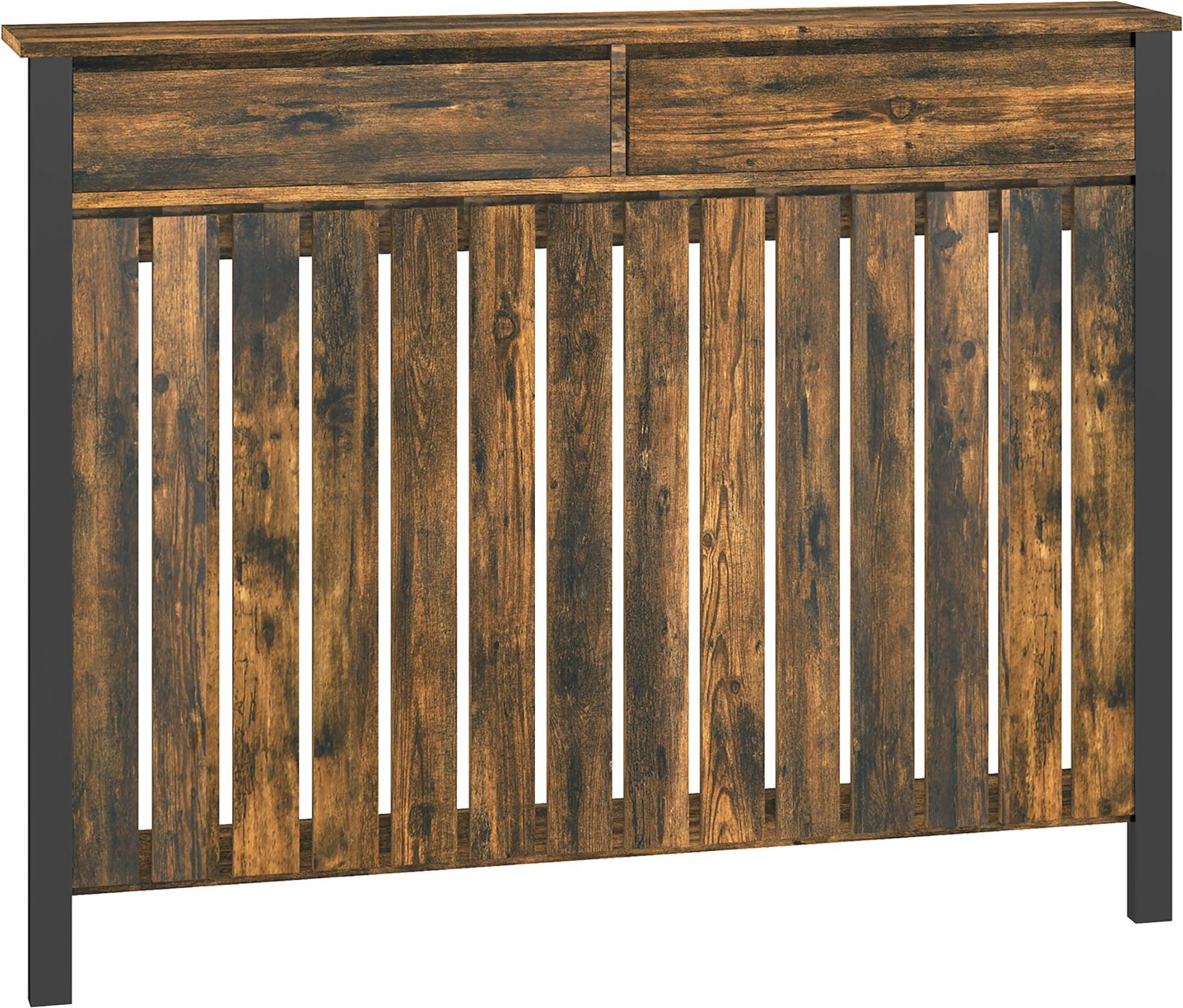 Industrial Radiator Cover With Drawer Vertical Slats