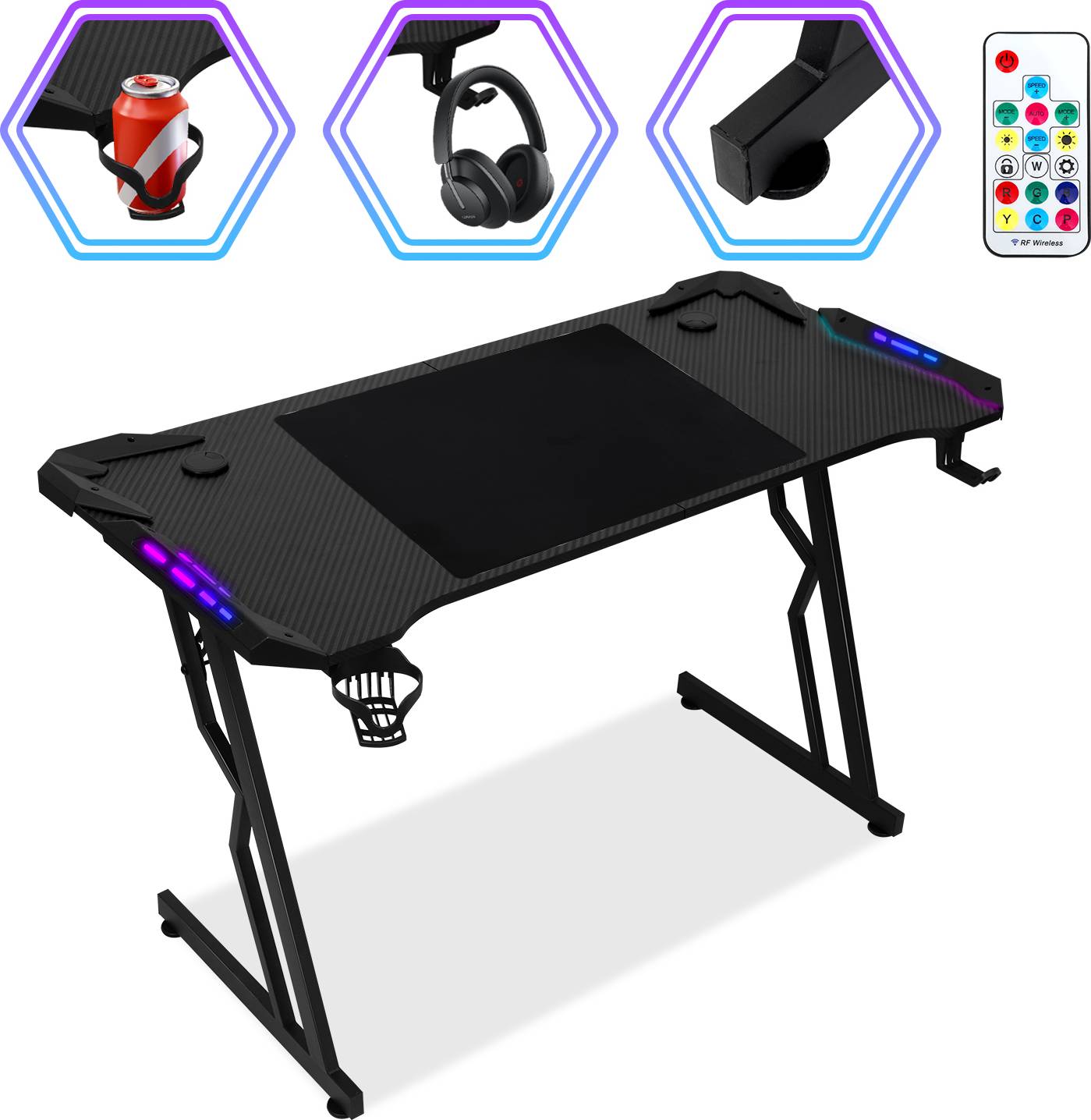 Gaming table Hebitod LED Gaming PC Table Bureau