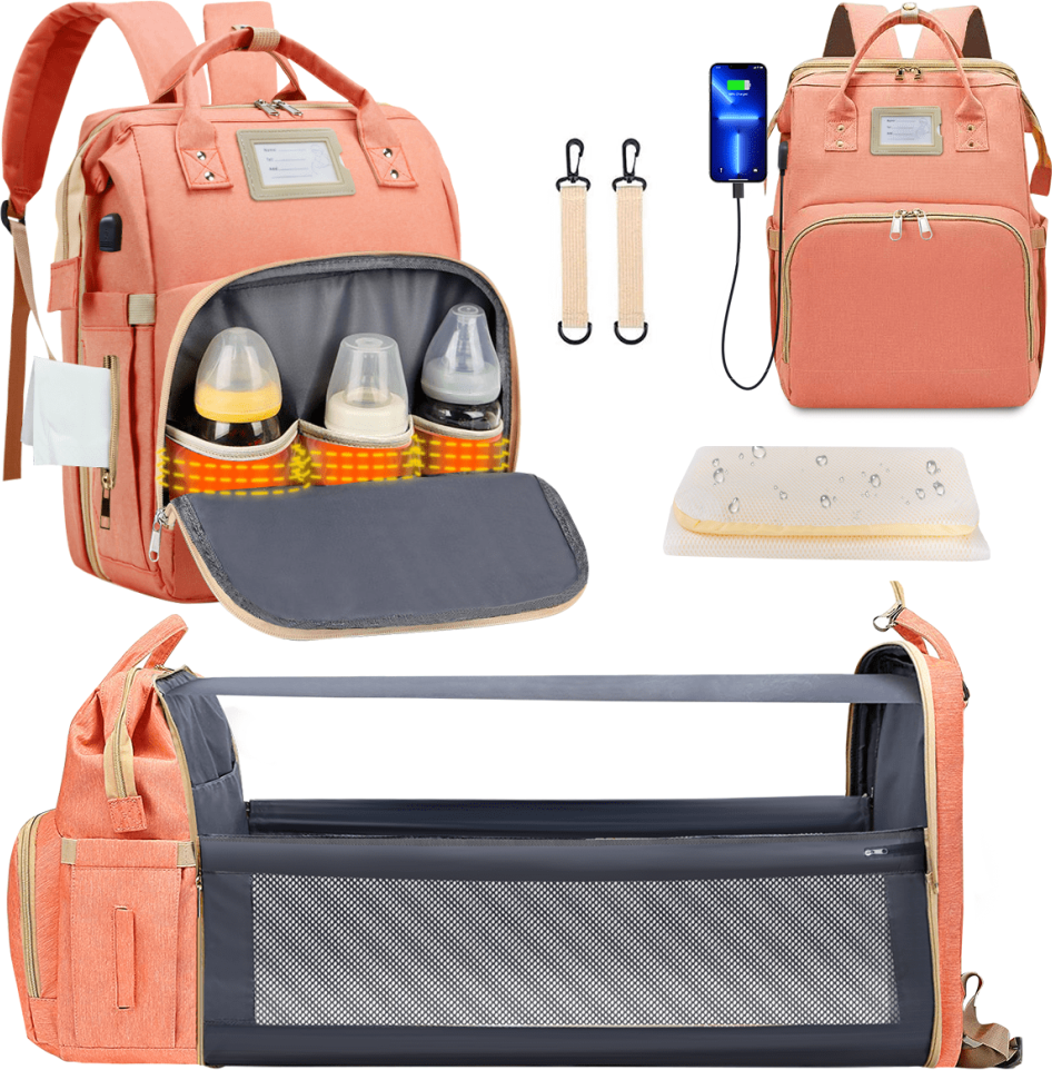 Multifunctional Diaper Bag Backpack Pink