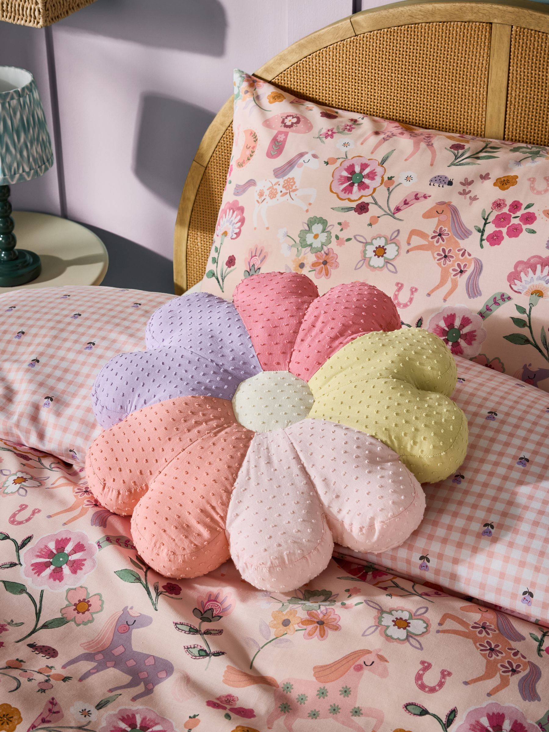 NEXT Pink Purple Flower Cushion Innerkudde Rosa