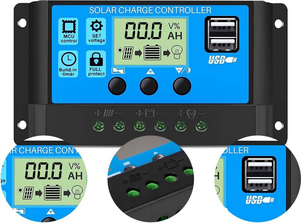 Solar Panel Charge Controller Dual USB Output LCD Display 30A PWM