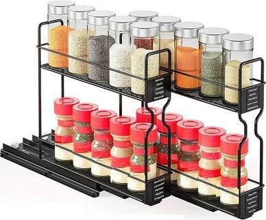 Sodial 2-Tier Pull Out Spice Rack Organizer